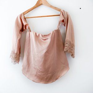 Cotton Candy LA Silky Gold Bustier Lace Top